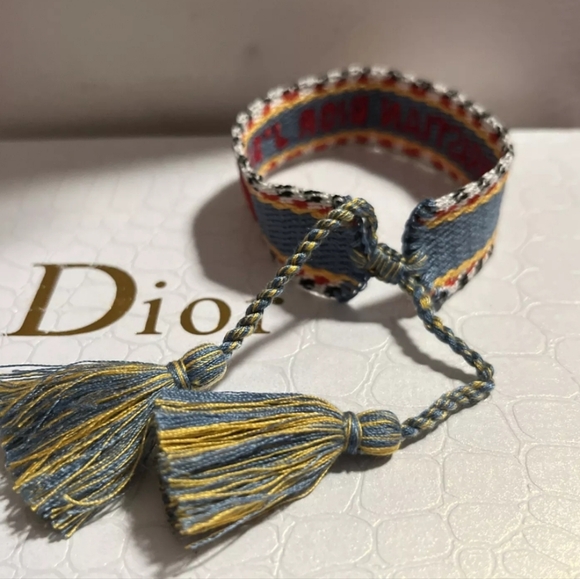 Auth Christian Dior Jadior Embroidered Friendship Bracelet Adjustable/UNISEX - Picture 4 of 5